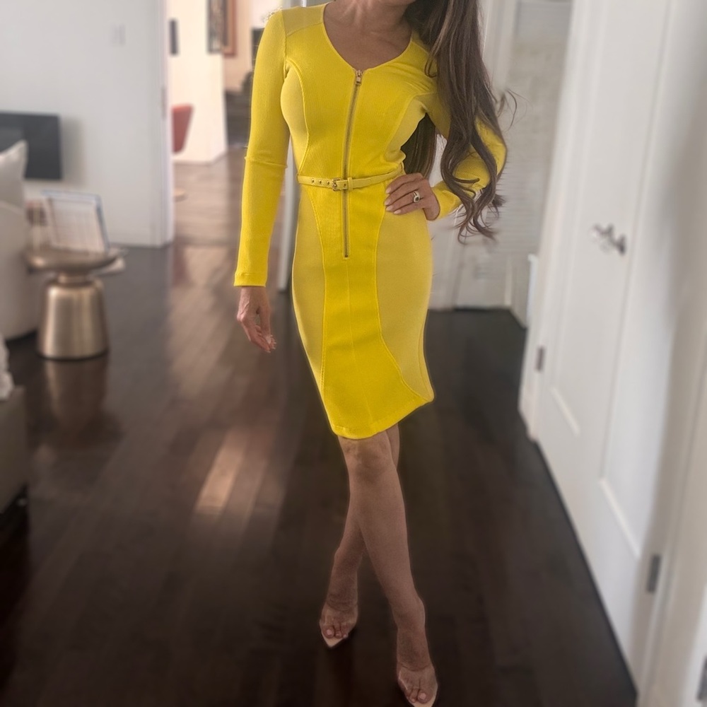 Moschino Vibrant Yellow Long Sleeve Dress
